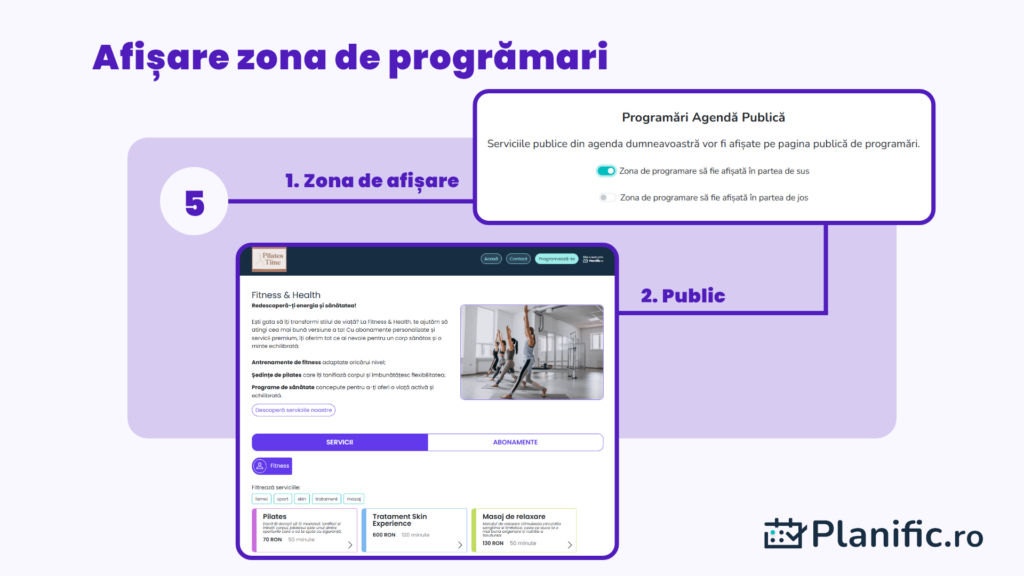 Afișare zonă de programări
